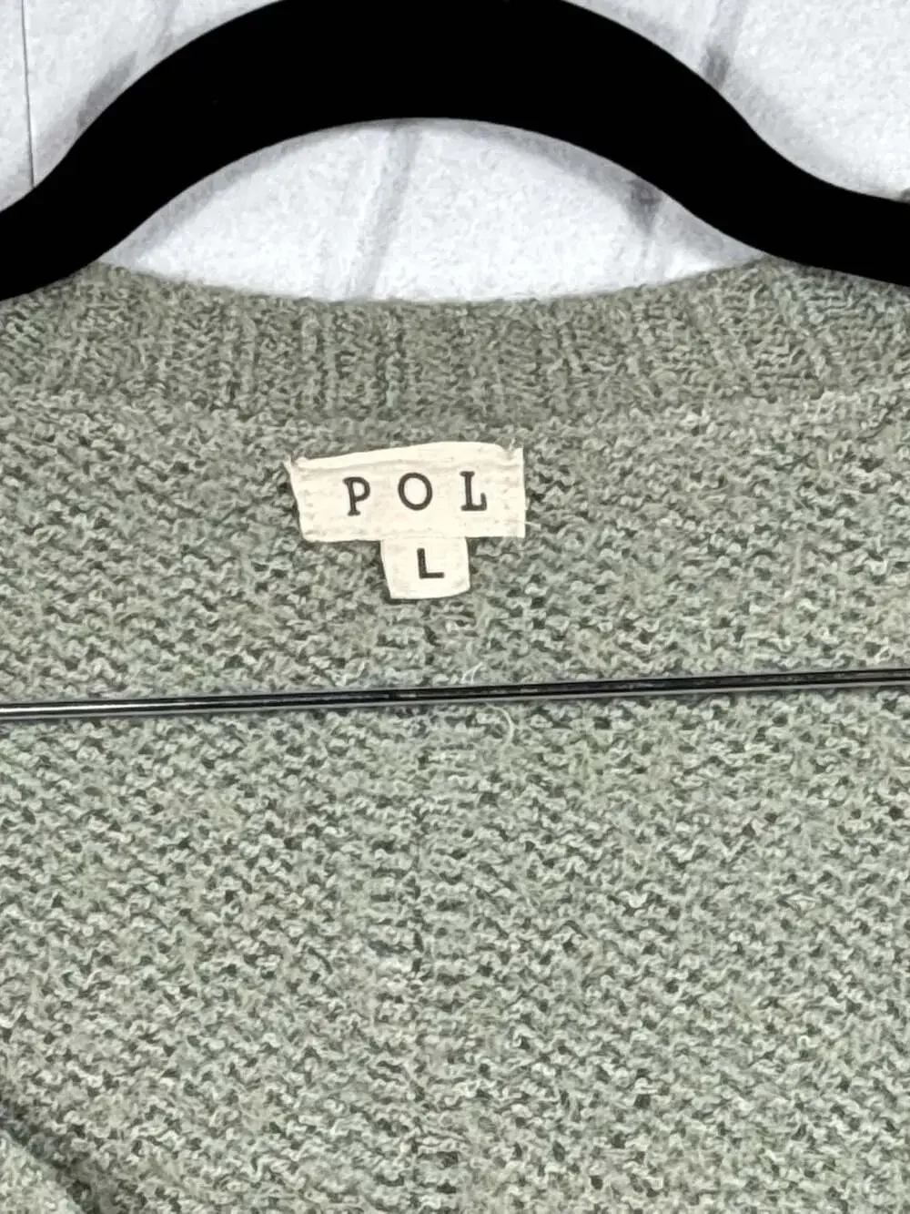 POL Women's Sage Green Oversized V-Neck Button-Front Cardigan Sweater Size L